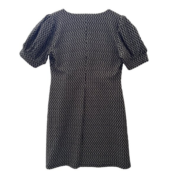 Tommy Hilfiger Puff Short Sleeve Swing Dress Pull On Black White Vneck Size 14 - Picture 8 of 16